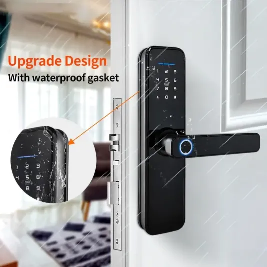 Smart Door Lock with Saudi Standard 4585 | Fingerprint recognition and Wi-Fi app control.