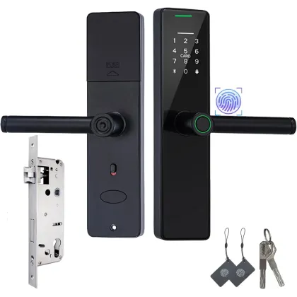 Smart Door Lock with Saudi Standard 4585 | Fingerprint recognition and Wi-Fi app control.
