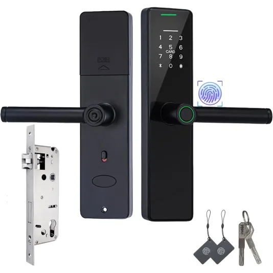 Smart Door Lock with Saudi Standard 4585 | Fingerprint recognition and Wi-Fi app control.