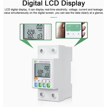 قاطع طاقة ذكي واي فاي متعدد الوظائف - شاشة LCD وتحكم عن بعد من الجوال، متوافق مع أليكسا