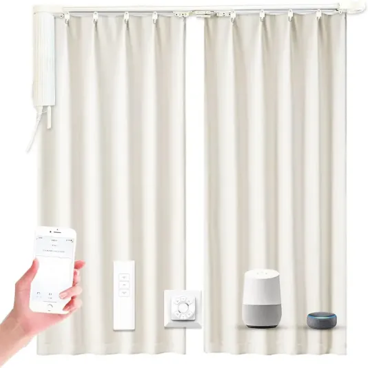 Smart Curtain Motor with Track, Remote Control via Alexa and Google Home App, Customized Track (2-5m)
